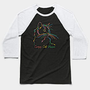 Crazy Cat Person Baseball T-Shirt